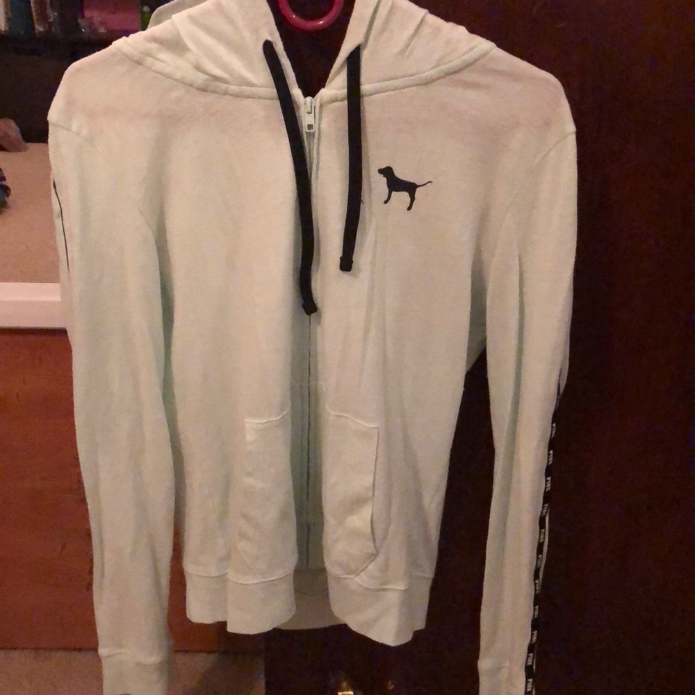 mint green pink zip up